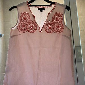 J Crew Pink Embroidered Sleeveless Top XS